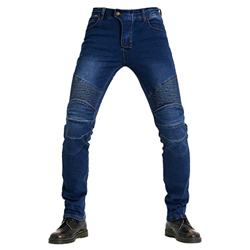JiaWell Pantalon Moto Homme, Jean élastique Respirant, Kevlar