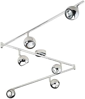 MiniSun Retro Adjustable 6 Way Eyeball Polished Chrome Ceiling Spotlight - Complete with 6 x 5W GU10 Warm White LED Bulbs