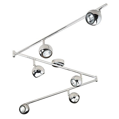 Image of MiniSun | Retro Adjustable 6 Way Eyeball Polished Chrome Ceiling Spotlight | LED Bulbs, Home Décor & Improvement Essential | Includes Bulb [Warm White] | Mains Wired