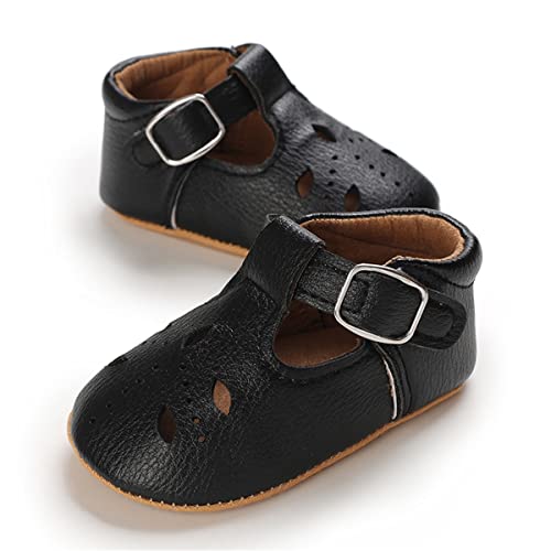 Ihpcare Infant Baby Shoes Girls Mary Jane Flats Non-Slip Soft Sole Princess Wedding Dress Shoes Baby Sneaker, 09 Black, 3-6 Months Infant #TOP4