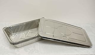 Decor Trader DISPOSABLE FOIL TRAYS WITH LIDS FOOD PAN CATERING FOOD PARTIES EVENTS (5 x large Foil Trays)