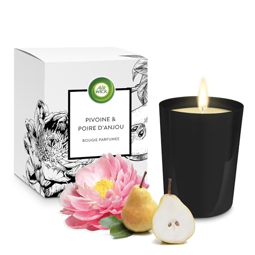 Air Wick Bougie Parfumée Pivoine et Poire Anjou – Bougie Décorative jusqu’à 40h de Combustion