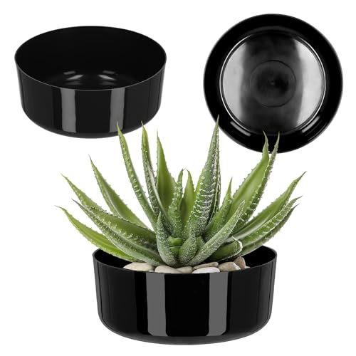 KADAX Ciotola Rotonda per Fiori in Plastica, Fioriera per Davanzale, Tavolo, Soggiorno (⌀ 26 cm, Nero)