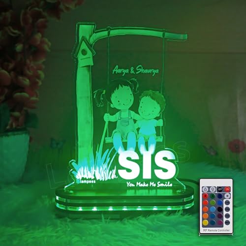 Image of lampees Personalized 3D LED lamp Rakhi Brother Sister name - Multi Color (SIS)