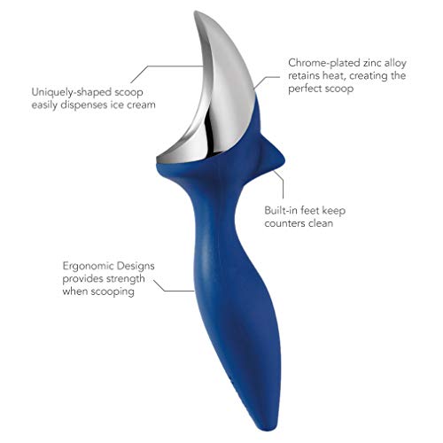 Image of Tovolo Ice Cream Scoop Stratus Blue Dishwasher Safe Heavy Duty Ice Cream Scooper with Elevated Tilt Up Design, Heat Retaining Ice Cream Scoops with Non Slip Handle for Cookie Dough, Gelato, Sorbet