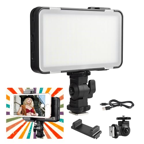 Godox LEDM150 Mobile Phone Video Light - 5600K Color Temperature, CRI 95+ TLCI 94+, 10%-100% Brightness Adjustment, 150 LED Beads, USB Rechargeable, with Dual 1/4" Interface L-type Stand & Phone Mount