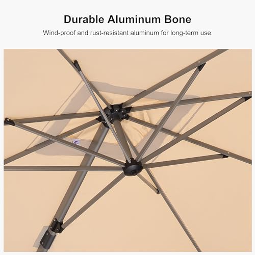 PURPLE LEAF 9 X 115 Patio Umbrella Large Rectangular Cantilever Umbrella for Outdoor Patio Adjustable Offset Hanging Umbrella with Aluminum Handle for Pool Deck Garden Beige