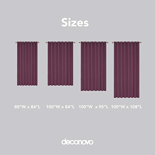 Image of Deconovo 1 Panel Blackout Drape Wide Width Grommet Bedroom Curtains for Windows, 100W X 84L, Super Pink