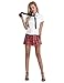 Produktbild YiZYiF 3-teiliges Damen Dessous Set School-Girl Schulmädchen Kostüm Uniform Shirt Top mit Minirock Krawatte Babydoll Negligee S-XL Weiß & Rot X-Large