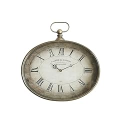 Vintage Decorative Wall Clock 16 inch, Distressed Gold, Oval Pocket Watch Design, Roman Numerals photo Vintage Decorative Wall Clock 16 inch, Distressed Gold, Oval Pocket Watch Design, Roman Numerals