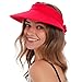Simplicity Women's SPF 50+ UV Protection Wide Brim Beach Sun Visor Hat,Red
