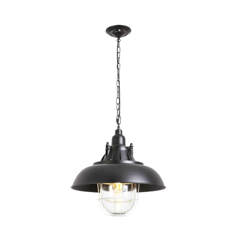 Suspension lustre industriel noir en métal style country américain avec hauteur réglable
