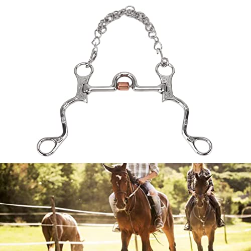 Natudeco 120 mm Pferdemaultrense mit Kette Pferdemaulgebiss Pferde lose Ringe Edelstahl Pferdegebiss Pferdemaul mit Kette Verschleißfeste Pferdetrense Gebiss Farm Horse Training Equipment