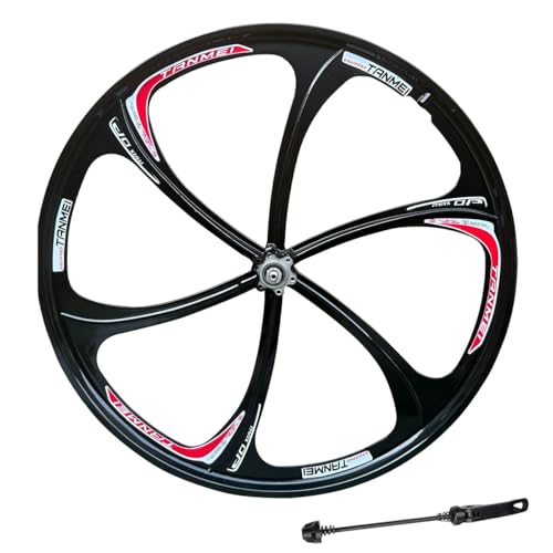 YADZISW Ruedas Plegables de BMX de 26 Pulgadas con 6 radios de aleación de magnesio, construcción de una Sola Pieza, Frenos de Disco, bujes de 100/135 mm para transmisión rotativa de 6-9 v