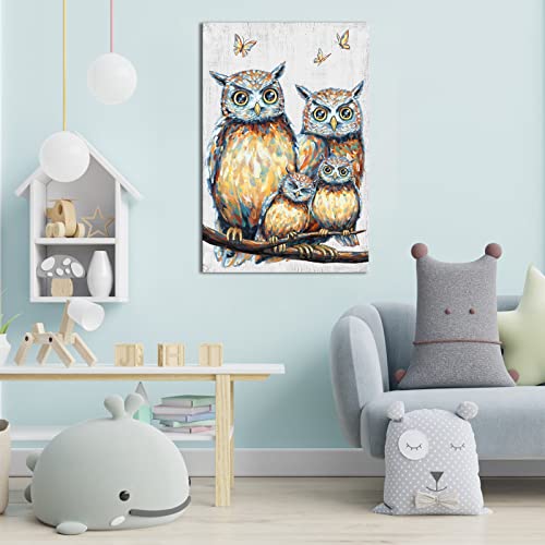 Homeoart Owl Decor Picture Owl Family Painting Framed Canvas Print For Living Room Bedroom Farmhouse Wall Decor 24X36Inch #TOP3