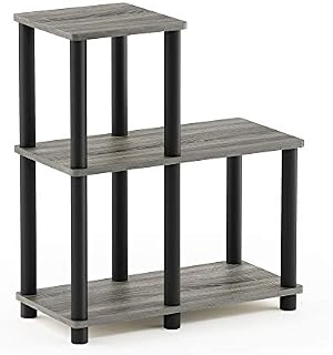 Furinno Turn-N-Tube 3-Tier Accent Decorative Shelf, French Oak/Black