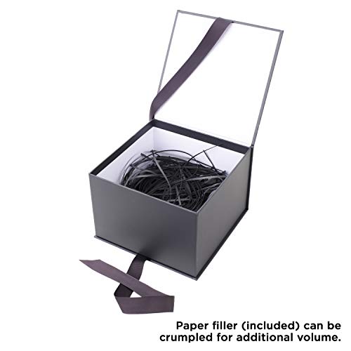 Hallmark 7" Gift Box With Lid And Paper Fill (Solid Gray) For Christmas, Weddings, Graduations, Father's Day, Anniversaries, Valentines Day, Grooms Gifts And More #TOP2