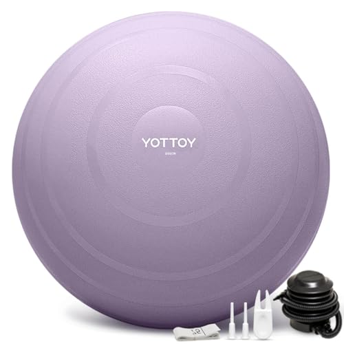 YOTTOY Anti-Burst Exercise Ball for Working Out, Yoga Ball for Pregnancy,Extra Thick Workout for Physical Therapy,Stability Ball for Chair Fitness with Pump (Purple) by YOTTOY - Used condition - US$18.85