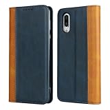 Ｈａｖａｙａ AQUOS Sense3 Plus ケース SH-M11 ケース SH-RM11 スマホケース SHV46 手帳型 耐衝撃 docomo シャープ Sharp アクオスセンス3プラス カバー au SoftBank 901SH カード収納 フェイクレザー-ブルー＋イエロー