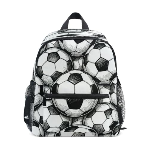 Etiquetas de mochila para niños con patrón de fútbol retro y zona de nombre