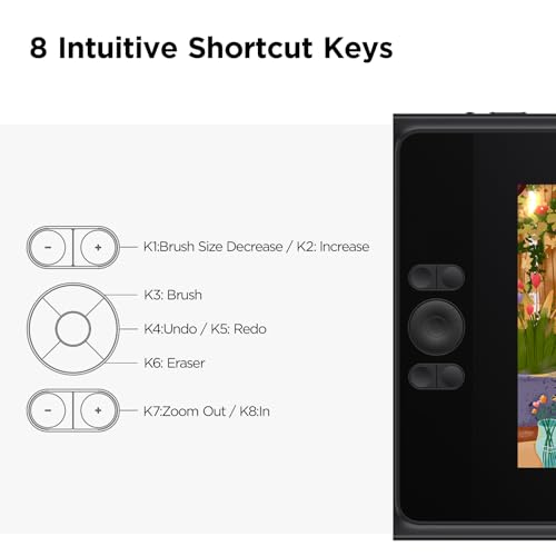 ugee UE12 11,6 Zoll Grafiktablett mit Display,Pen Display mit 124% sRGB mit 8 Shortcut-Tasten...