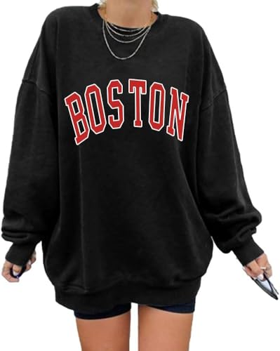 Image of Langwyqu Women's Oversized Sweatshirt Los Angeles California Crewneck Long Sleeve Casual Loose Pullover Tops
