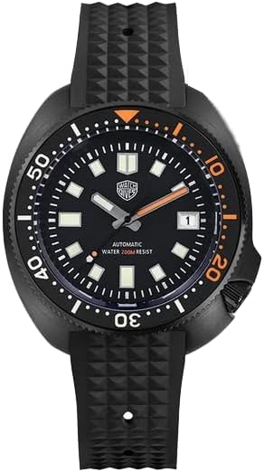 London Craftwork Watchdive WD6105 Captain Willard 6105 Diver Automatic Watch Japan NH35 Movement Black Edition, Black///White, Strap, black, Strap