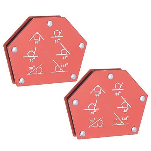 HARFINGTON 2pcs Arrow Welding Magnet Holder, 55LBS 30，45，60，75，90 Degree Multi‑Angle Six Sides Magnetic Metal Clamps Working Tools for Welding, Soldering, Assembling