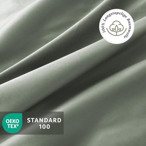 MILDLY Satin Bettwäsche 220x240 Baumwolle,Seidig Luxus Bettzeug,Grausage – Ansicht 4