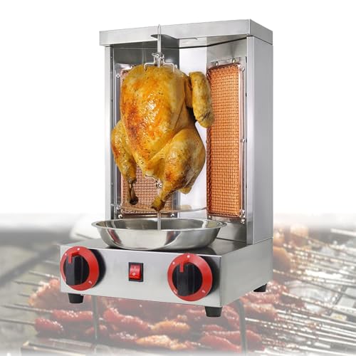 Barbecue a gas, in acciaio inox, con temperatura regolabile e riscaldamento girevole a 360°, rimovibile per una facile pulizia per casa e ristorante