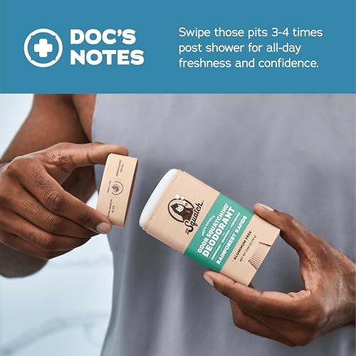 Dr. Squatch Natural Men’s Deodorant – Aluminum Free Natural Deodorant Men with Charcoal & Postbiotics for 72-Hour Odor Protection – Coastal Mist, 2.65oz Stick (2-Pack)