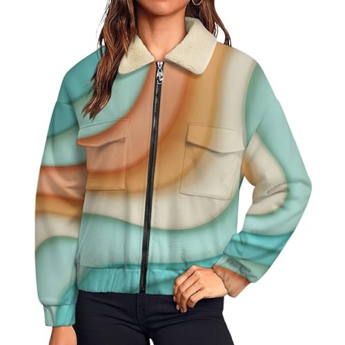 Blouson veste polaire femme ample et sweat jacket à poches élégant