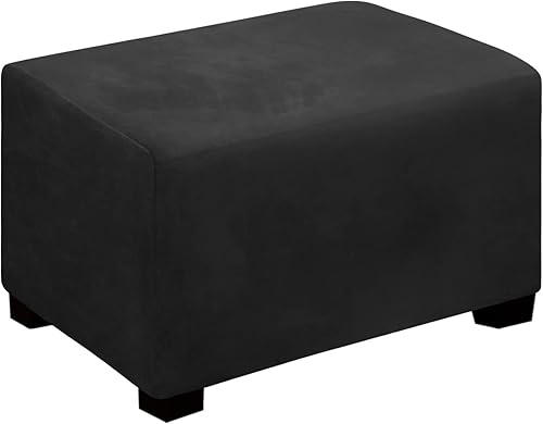 Easy-Going Funda otomana elástica de terciopelo plegable, fundas de almacenamiento rectangulares para reposapiés, fundas protectoras para reposapiés