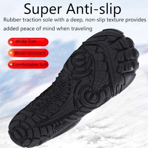 Winter Barefoot Shoes Women Men, Non-Slip & Waterproof Wide Toe Walking Hiking Boots, Outdoor Warm Slip on Snow Footwear3