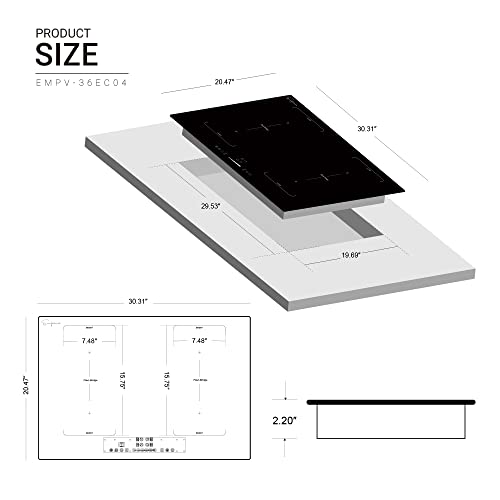 Empava 30 In. 240-Volt Electric Stove Induction Modular Cooktop In Black With 4 Including Bridge Elements, 30In #TOP5