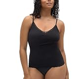 CAMISETA DE TIRANTES: Disfruta de la suavidad y transpirabilidad del algodón natural con esta camiseta negra de Ysabel Mora, que combina detalles fruncidos y puntilla para un look femenino y sofisticado.