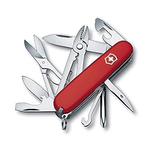 Victorinox Deluxe Tinker Pocket Knife with 17 Functions, Phillips Screwdriver, Combination Pliers, Scissors, Red