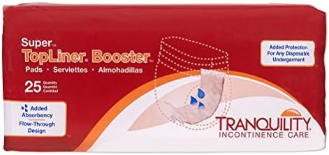 Tranquility TopLiner Disposable Booster Pads with Adhesive Strip, Secure Placement, Extra Absorption, Odor Control, Stackable, Super (15" x 4.25") 100 ct