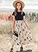 Seechoslo New 8-14Years Girls Elegant Dress Short Sleeve A-Line Floral Midi Party Special Occasion (US, Age, 13 Years, 14 Years, Black)