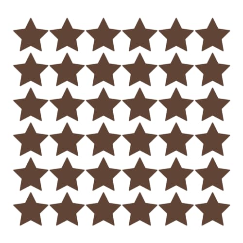 Durable Vinyl Star – Decals for Classroom Sensory Pathways, Isle Markers, and Line-up designations - Perfect for Floors Walls and Automobiles. - Brown 4" x 4" (Pack of 36)