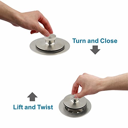 All Metal Tub Drain And Overflow Kit With Single Hole Overflow Faceplate, Welsan Universal Lift & Turn Bathtub Drain Kit With Fine/Coarse Thread Conversion Twist Trim Kit Assembly-Brushed Nickel #TOP2