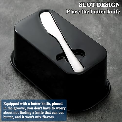 Evanda Butter Dish with Lid for Countertop and Refrigerator Door Shelf with Butter Spreader Knife, Butter Keeper, Plastic Butter Holder Tray Container for West/East Coast Butter - Image 5