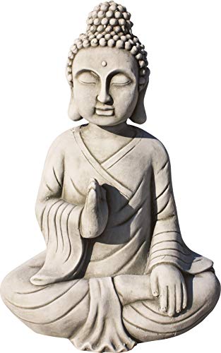 AnaParra Figura Buda Seguridad para el jardín Decorativa 43cm. Hormigón-Piedra Natural Musgo Cover