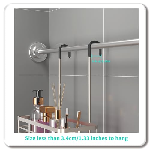 HapiRm Hanging Shower Caddy Organizer - No Drilling Shower Organizer with Inclined Shelf, Rustproof & Waterproof 304 Stainless Steel Bathroom Caddy - Brushed Nickel by HapiRm - Used condition - Image 5