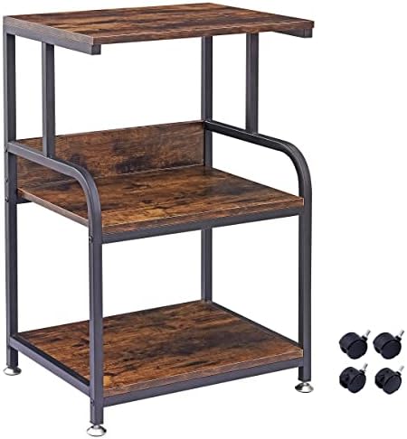 Fannova Printer Stand, 3 Tier Printer Cart with Storage Shelf, Rolling Printer Table with Wheels for Home Office Organization, Stand for Heat Press Microwave, Industrial Style