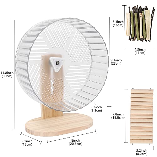Yglolrame Silent Hamster Wheel Clear Large Hamster Exercise Wheel 9-Inch Mouse Wheel Rat Wheels With Wooden Adjustable Stand For Hamster Gerbil Mice Guinea Pig Small Animals White #TOP4