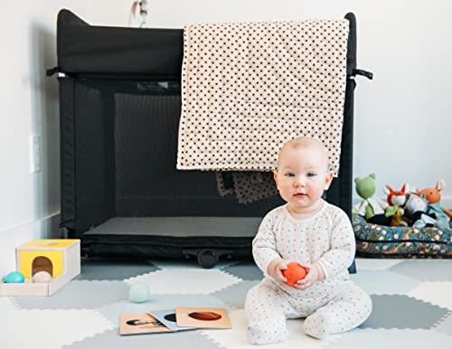 Baby Brielle Play Mat - 38 Pieces Non-Toxic Extra-Thick Kid's Puzzle Exercise Activity Mat - Soft Eva Foam Interlocking Hexagon Floor Tiles, Grey & White, 48” X 72” #TOP3