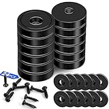 LOVIMAG Strong Neodymium Rare Earth Magnets - Round with Holes, 30lbs Powerful Waterproof, Black, 0.78 x 0.2 inch, 12 Pack with Screws and Iron Sheets for Doors, Cabinets, Walls