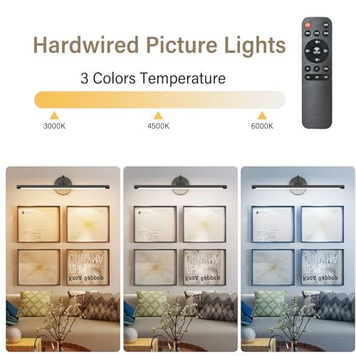 Tipace Hardwired Black Picture Lights for Paintings,23.6IN 3CCT Dimmable Modern Gallery Light with Remote Control Led Wall Art Lighting Display Artwork by Tipace - Used condition - Image 6