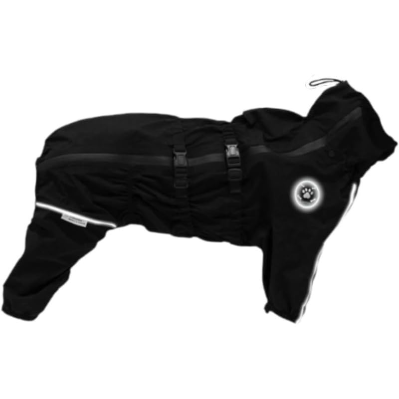 Abrigo de invierno para perros, ropa para perros, traje de nieve, ajustable, impermeable, para paseos al aire libre, chubasquero, chaqueta para perros pequeños (negro, L)